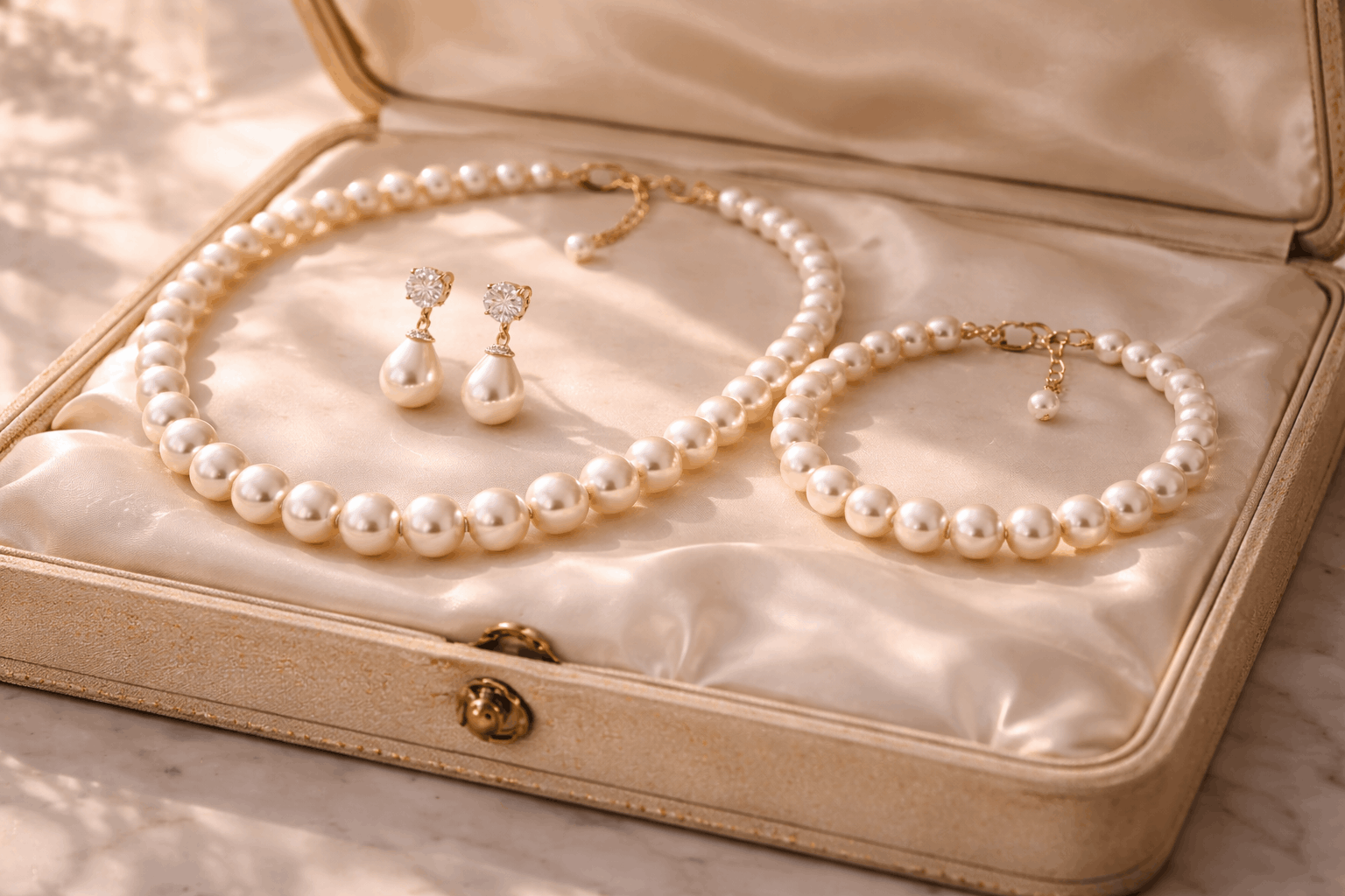 Set classici di perle bianche per spose