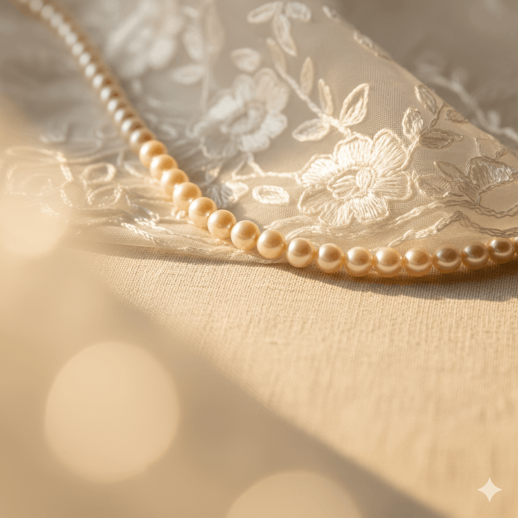 02. La regola tono-su-tono – Abbinare i gioielli in perle al tessuto