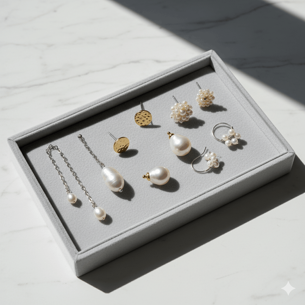 04. Acquista orecchini di perle asimmetrici da PearlsOnly