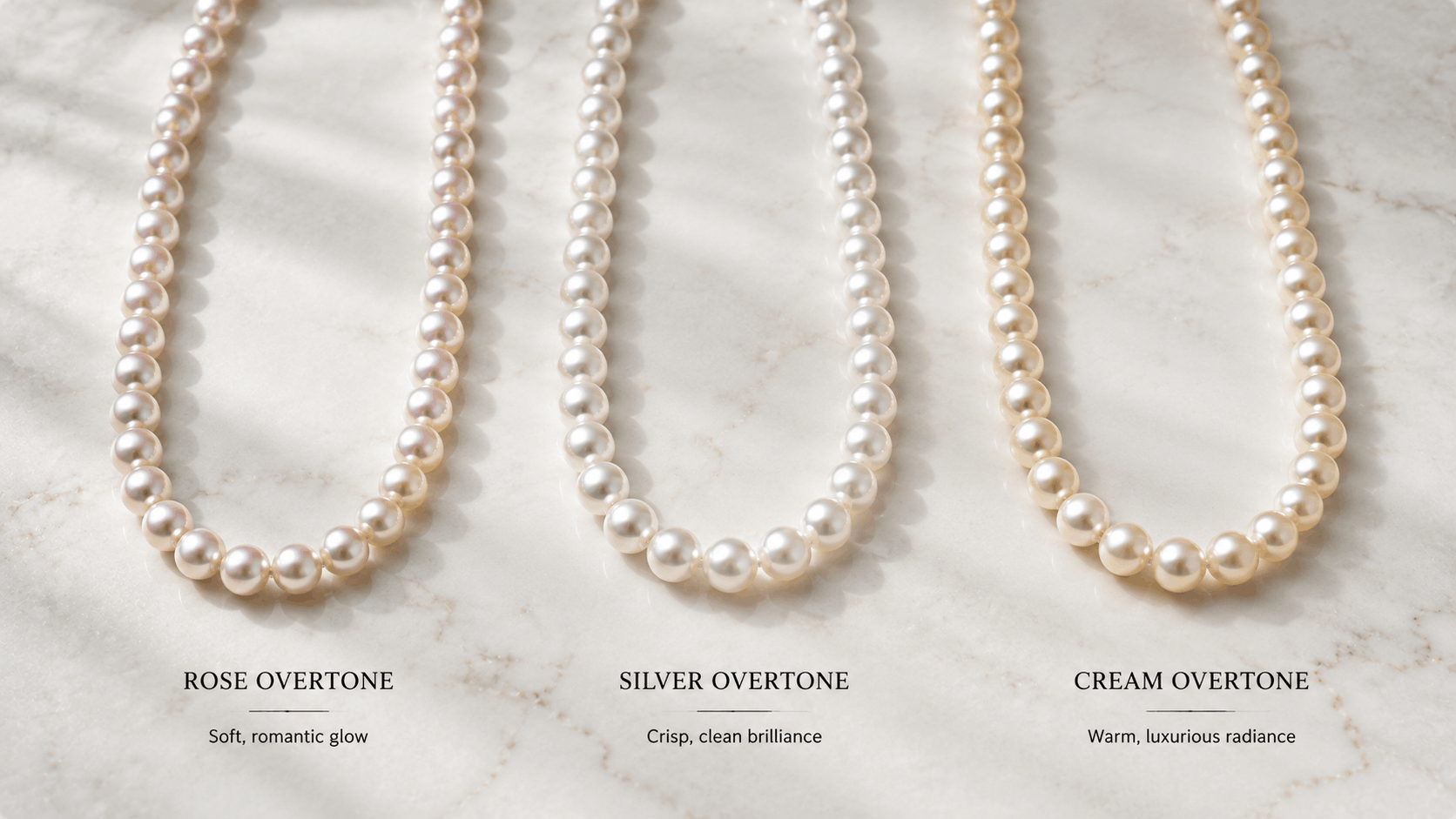 03. Collana di perle Akoya bianche — Overtoni e colore