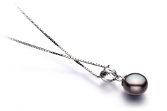 9-10mm di Perle Acqua Dolce Pendente en Nancy Nero