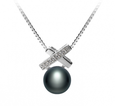 7-8mm di Perle Acqua Dolce Pendente en Klarita Nero