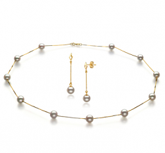6-7mm Akoya Giapponese Parure en Tin Cup Bianco
