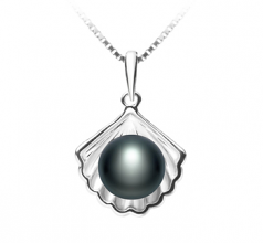 7-8mm di Perle Acqua Dolce Pendente en Shell Nero