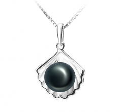 7-8mm di Perle Acqua Dolce Pendente en Shell Nero