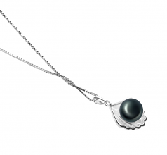 7-8mm di Perle Acqua Dolce Pendente en Shell Nero