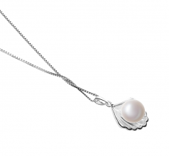 7-8mm di Perle Acqua Dolce Pendente en Shell Bianco