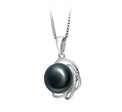 9-10mm di Perle Acqua Dolce Pendente en Bobbie Nero