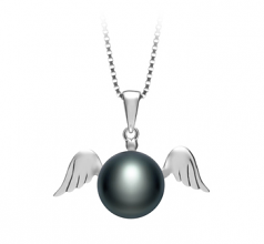 9-10mm di Perle Acqua Dolce Pendente en Angelo Nero