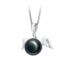 9-10mm di Perle Acqua Dolce Pendente en Angelo Nero