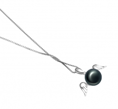 9-10mm di Perle Acqua Dolce Pendente en Angelo Nero