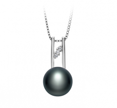 9-10mm di Perle Acqua Dolce Pendente en Hiriko Nero