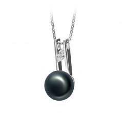 9-10mm di Perle Acqua Dolce Pendente en Hiriko Nero