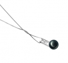 9-10mm di Perle Acqua Dolce Pendente en Hiriko Nero