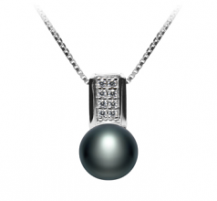 8-9mm di Perle Acqua Dolce Pendente en Alina Nero