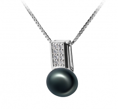 8-9mm di Perle Acqua Dolce Pendente en Alina Nero