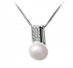 8-9mm di Perle Acqua Dolce Pendente en Alina Bianco