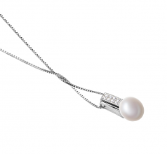 8-9mm di Perle Acqua Dolce Pendente en Alina Bianco