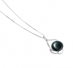 12-13mm di Perle Acqua Dolce Pendente en Alyssa Nero