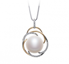 12-13mm di Perle Acqua Dolce Pendente en Zina Bianco