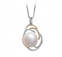12-13mm di Perle Acqua Dolce Pendente en Zina Bianco