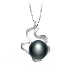12-13mm di Perle Acqua Dolce Pendente en Oceane Nero
