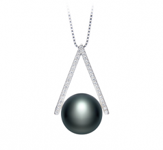 12-13mm di Perle Acqua Dolce Pendente en Triangolo Nero