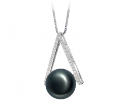 12-13mm di Perle Acqua Dolce Pendente en Triangolo Nero