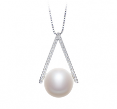12-13mm di Perle Acqua Dolce Pendente en Triangolo Bianco