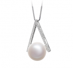 12-13mm di Perle Acqua Dolce Pendente en Triangolo Bianco