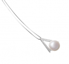 12-13mm AA Quality di Perle Acqua Dolce Pendente in Triangolo Bianco