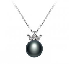 8-9mm di Perle Acqua Dolce Pendente en Crown Nero