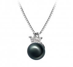 8-9mm di Perle Acqua Dolce Pendente en Crown Nero