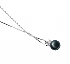 8-9mm di Perle Acqua Dolce Pendente en Crown Nero