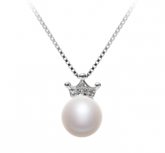 8-9mm di Perle Acqua Dolce Pendente en Crown Bianco
