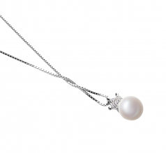 8-9mm di Perle Acqua Dolce Pendente en Crown Bianco