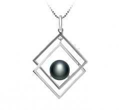 8-9mm di Perle Acqua Dolce Pendente en Lilian Nero