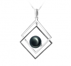 8-9mm di Perle Acqua Dolce Pendente en Lilian Nero