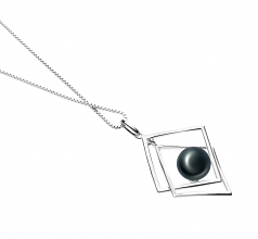 8-9mm di Perle Acqua Dolce Pendente en Lilian Nero