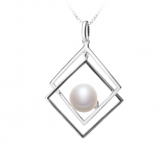 8-9mm di Perle Acqua Dolce Pendente en Lilian Bianco