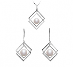 8-9mm di Perle Acqua Dolce Parure en Lilian Bianco