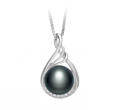10-11mm di Perle Acqua Dolce Pendente en Lori Nero
