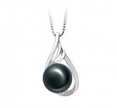 10-11mm di Perle Acqua Dolce Pendente en Lori Nero