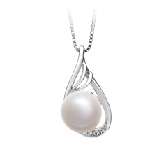 10-11mm di Perle Acqua Dolce Pendente en Lori Bianco