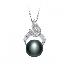 10-11mm di Perle Acqua Dolce Pendente en Bebra Nero