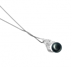 10-11mm di Perle Acqua Dolce Pendente en Bebra Nero