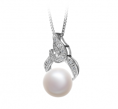 10-11mm di Perle Acqua Dolce Pendente en Bebra Bianco