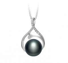 10-11mm di Perle Acqua Dolce Pendente en Daiya Nero