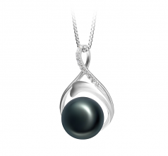 10-11mm di Perle Acqua Dolce Pendente en Daiya Nero
