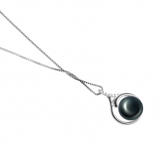 10-11mm di Perle Acqua Dolce Pendente en Daiya Nero